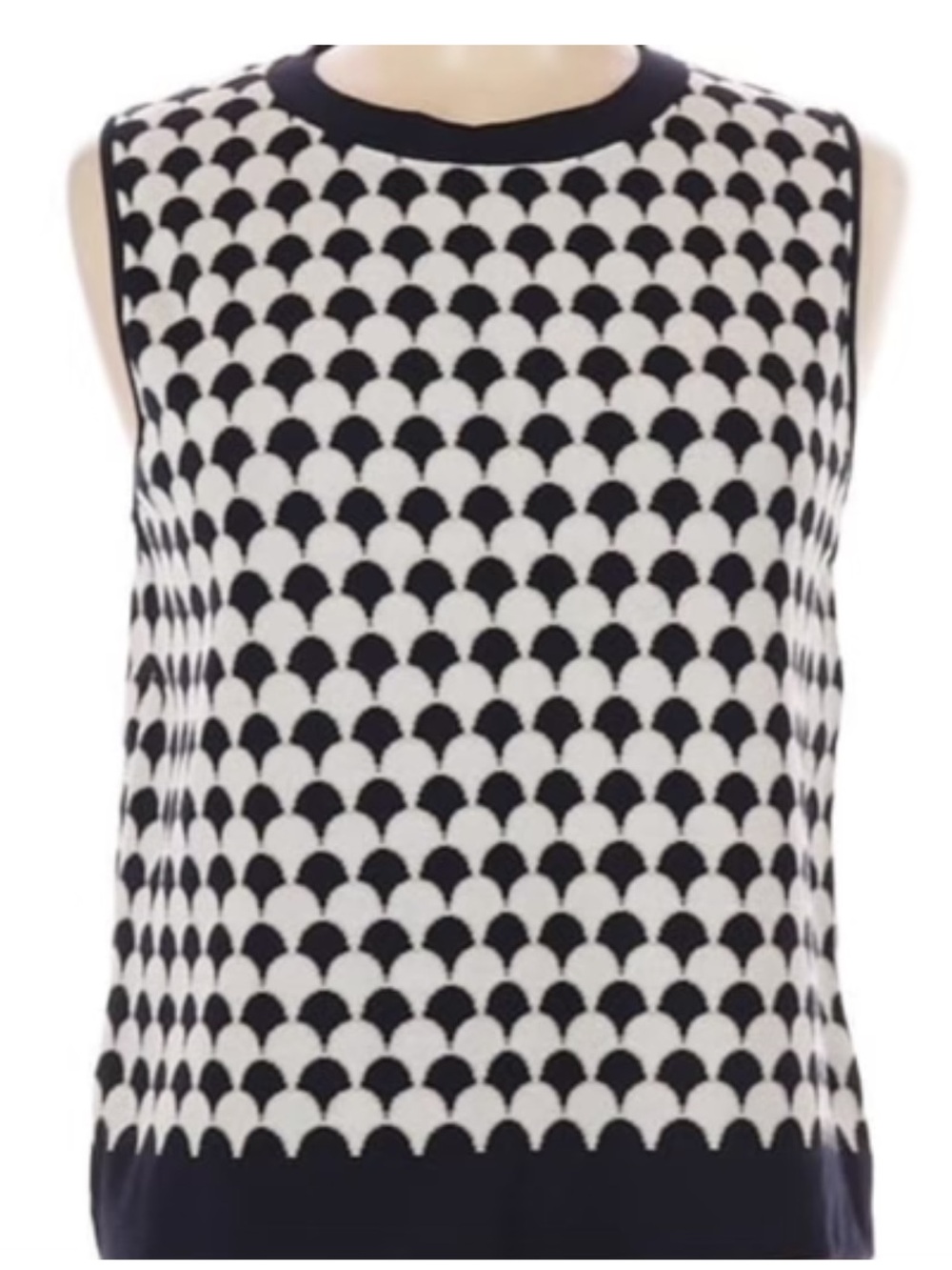Ann Taylor Sleeveless Geo Dot Knit Shell in Black and White with Gold Accent